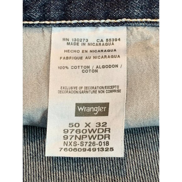 Wrangler Five Star Mens Jeans Blue Denim Relaxed Fit Dark Wash Size 50 X 32 NEW - Picture 6 of 12